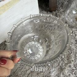Vintage Indiana Colony Glass Classique Punch Bowl 8 Cups Very Design Detailed