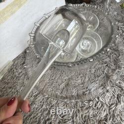 Vintage Indiana Colony Glass Classique Punch Bowl 8 Cups Very Design Detailed