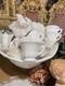 Vintage Indiana Colony Harvest White Milk Glass Footed Punch Bowl Set + 20 Cups