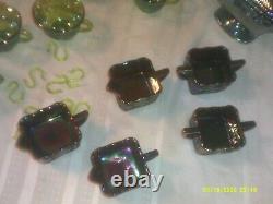 Vintage Indiana Glass Carnival Glass Punch Bowl Set Candy Dish Plus 5 Other Piec