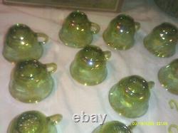 Vintage Indiana Glass Carnival Glass Punch Bowl Set Candy Dish Plus 5 Other Piec