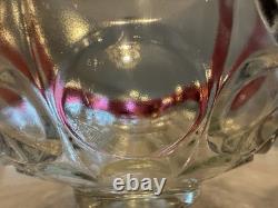 Vintage Indiana Glass Cranberry Punch Bowl Set 10 Cups Ruby Red Iridescent Glass