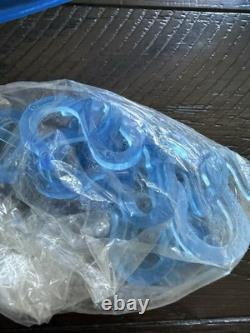 Vintage Indiana Glass Grape Harvest Iridescent Princess Blue Punch Bowl Set 12