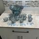 Vintage Indiana Glass Iridescent Blue Harvest Carnival Glass Punch Bowl Set