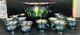 Vintage Indiana Glass Iridescent Blue Punch Bowl Set Grapes Carnival Glass