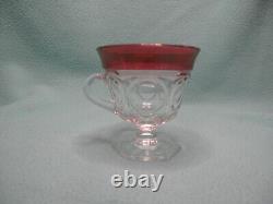 Vintage Indiana Glass Kings Crown Ruby Punch Bowl Set With 12 Footed Cups WithLadle