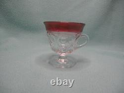 Vintage Indiana Glass Kings Crown Ruby Punch Bowl Set With 12 Footed Cups WithLadle