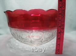 Vintage Indiana Glass Kings Crown Ruby Punch Bowl Set With 12 Footed Cups WithLadle