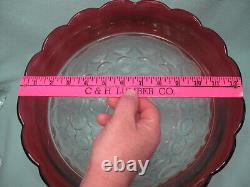 Vintage Indiana Glass Kings Crown Ruby Punch Bowl Set With 12 Footed Cups WithLadle