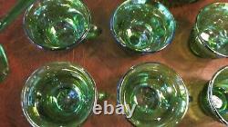 Vintage Indiana Glass Lime Green Carnival Glass Punch Bowl Set Harvest Grape