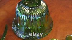 Vintage Indiana Glass Lime Green Carnival Glass Punch Bowl Set Harvest Grape