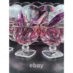 Vintage Indiana Glass Oleander Purple Punch Bowl Set with 12 Elegant Cups