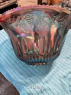 Vintage Indiana Glass Princess Blue Carnival (13) Pc Punch Bowl Set