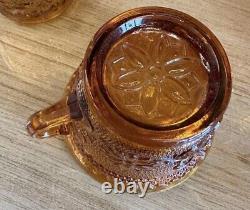 Vintage Indiana Glass Punch Bowl & Cup Set Tiara Amber Gold Glass 11 cups & bowl