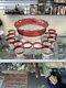 Vintage Indiana Glass Ruby Whitehall Punch Bowl & 12 Footed Cups