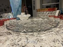 Vintage Indiana Glass Ruby Whitehall Punch Bowl 20 Footed Cups PICK UP ONLY