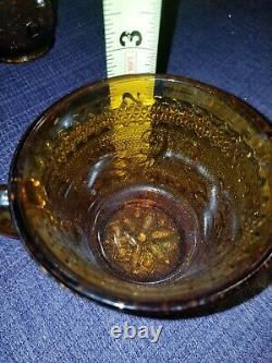 Vintage Indiana Glass Tiara Exclusive Amber Punch Bowl with10 Cups Org. Stickers