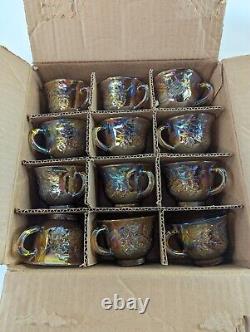 Vintage Indiana MARIGOLD Carnival Glass Punch Bowl 22 Piece Set in ORIGINAL BOX