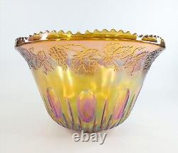 Vintage Indiana MARIGOLD Carnival Glass Punch Bowl 22 Piece Set in ORIGINAL BOX