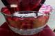 Vintage Indiana Red Glass Kings Crown Punch Bowl and 12 cups on pedestals