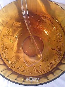 Vintage Indiana Sandwich Amber Tiara Punch Bowl/12 cups/1 ladle for Fall Sales