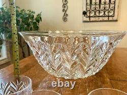 Vintage Jeannette Glass Feather Punch Bowl and 11 Cups Wedding 1950's