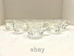 Vintage Jeannette Glass Fruit Design Punch Bowl with 8 cups