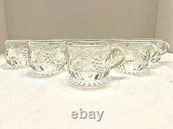 Vintage Jeannette Glass Fruit Design Punch Bowl with 8 cups