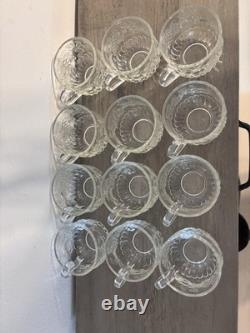 Vintage Jeannette Glass Round Punch Bowl Set with Handled Cups, 13-Piece