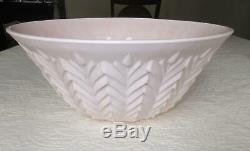 Vintage Jeannette Pastel Shell Pink Milk Glass Punch Bowl, Base, And 8 Cups