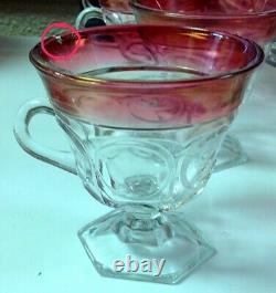 Vintage Kings Crown Ruby Punch Bowl Set by Indiana Glass With 12 Footed Cups