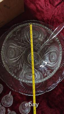 Vintage L. E. SMITH Colony 15 PC Pinwheel & Star Punch Bowl Set
