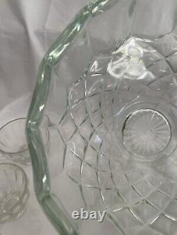 Vintage L. E. SMITH Glass Punch Bowl With 18 Cups Old Dominion Pattern