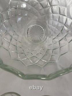 Vintage L. E. SMITH Glass Punch Bowl With 18 Cups Old Dominion Pattern