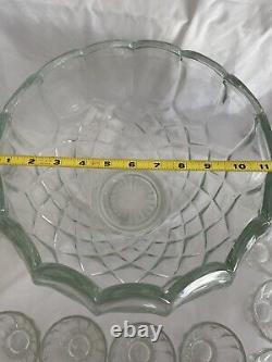 Vintage L. E. SMITH Glass Punch Bowl With 18 Cups Old Dominion Pattern