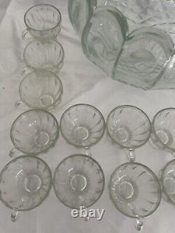 Vintage L. E. SMITH Glass Punch Bowl With 18 Cups Old Dominion Pattern