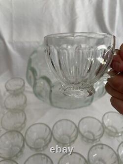 Vintage L. E. SMITH Glass Punch Bowl With 18 Cups Old Dominion Pattern