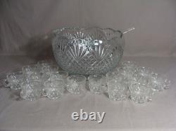 Vintage L. E. SMITH Punch Bowl With 18 Cups & 1 Ladle In The Pineapple Pattern