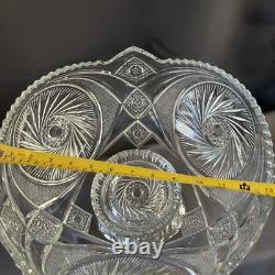Vintage L. E. Smith Aztec Glass Punch Bowl Pedestal Base Clear 14lb Pinwheel Star Vintage L. E. Smith Aztec Glass Punch Bowl Pedestal Base Clear 14lb Pinwheel Star