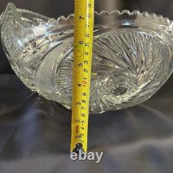 Vintage L. E. Smith Aztec Glass Punch Bowl Pedestal Base Clear 14lb Pinwheel Star