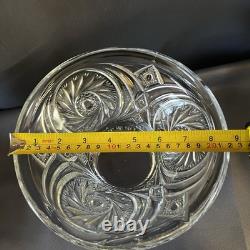 Vintage L. E. Smith Aztec Glass Punch Bowl Pedestal Base Clear 14lb Pinwheel Star