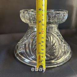 Vintage L. E. Smith Aztec Glass Punch Bowl Pedestal Base Clear 14lb Pinwheel Star