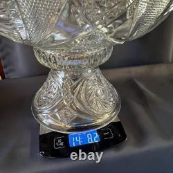 Vintage L. E. Smith Aztec Glass Punch Bowl Pedestal Base Clear 14lb Pinwheel Star