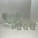 Vintage L E Smith Clear Glass Daisy & Button Punch Bowl With 18 Cups Set