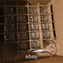 Vintage L. E. Smith Clear Glass Pineapple Punch Bowl Set 20 Piece Original Box