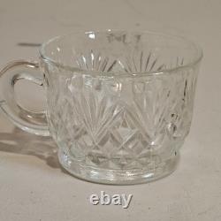 Vintage L. E. Smith Clear Glass Pineapple Punch Bowl Set 20 Piece Original Box