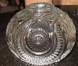 Vintage L. E. Smith Colony Glass 15pc Pinwheel & Stars Punchbowl & Platter Set