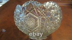 Vintage L. E. Smith Crystal Daisy & Button Punch Bowl Set 18 Cups & Glass Ladle