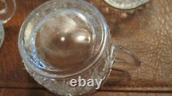 Vintage L. E. Smith Crystal Daisy & Button Punch Bowl Set 18 Cups & Glass Ladle