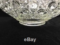 Vintage L. E. Smith Crystal Scalloped Daisy Hobstar & Button Punch Bowl & 18 Cups